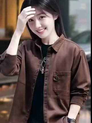 格蓝鹿高端复古丝光工装衬衫男秋冬季潮牌宽松阿美咔叽夹克男外套
