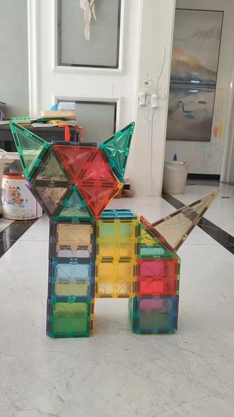 磁力片小猫#磁力片 #磁力片拼图大全教程 #磁力片搭建 #磁力片玩法 #磁力片100种玩法