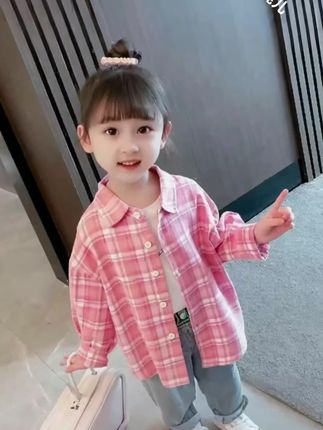 女童格子衬衫春秋新款长袖洋气秋季宝宝中小儿童女宝