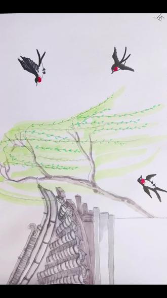 马克笔之燕子图#画画 #手绘