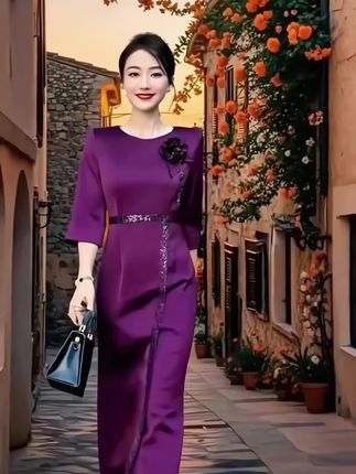 喜婆婆高定婚礼礼服裙,修身显瘦法式轻奢气质名媛宴会喜妈妈连衣裙#喜婆婆喜妈妈婚宴装#婚宴礼服#时尚连衣裙#优雅气质