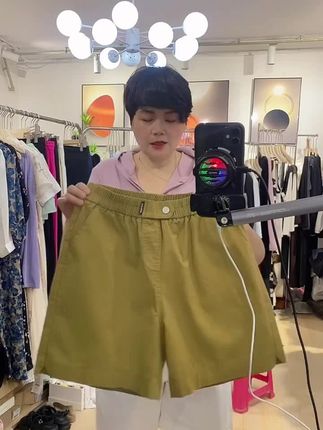 五分短裤女2025夏季薄款纯色宽松大码高腰显瘦百搭a字工装休闲裤