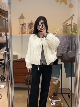 欧货薄款棉衣棉服女短款小个子休闲宽松秋冬夹棉棒球服夹克衫上衣 #简约穿搭 #洋气减龄 #时尚百搭#穿出高级感 #不挑年龄不挑身材