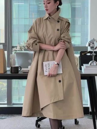 2025年秋巨好看的chic卡其色通勤时尚英伦风大翻领风衣女减龄外套#风衣外套中长款 #风衣 #秋季新款 #秋季上新 #风衣穿搭