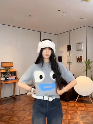 PCNY「Emoji表情」不理理秋季新款女装时尚趣味减龄针织衫#小个子穿搭 #ootd穿搭 #穿搭 #辣妹穿搭 #今天穿什么