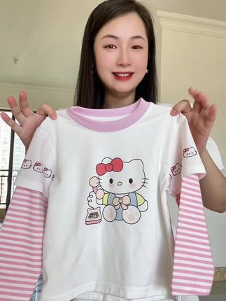 纯棉的长袖T恤,天气越来越凉了,孩子的长袖该准备了,舒服又可爱#高品质童装 #纯棉t恤 #谁穿谁好看 #女童长袖t恤 #超便宜超划算