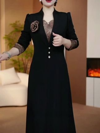 【衣雅严选】8088-2363高定原版软精仿拼接琉璃缎假两件连衣裙#每日分享 #强烈推荐 #优雅气质 #穿搭分享 #谁穿谁漂亮