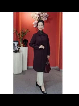 小方领双排扣韩版宽松简约空气层女装外套商务秋冬#洋气百搭 #外套穿搭 #秋冬外套#穿出高级感#妈妈装外套