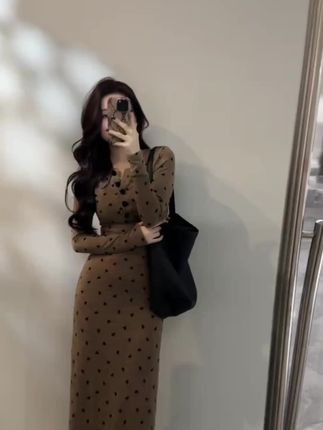 【大婷婷】新款纽扣碎花长袖秋季蝴蝶结印花连衣裙长袖裙子DT1625#连衣裙 #显瘦穿搭 #气质穿搭 #高级感穿搭 #秋季穿搭