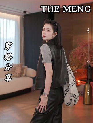 THE MENG【不羁】植鞣绵羊皮中古牛角扣皮马夹#时尚穿搭女装 #轻熟穿搭 #优雅气质 #女神穿搭 #高级感穿搭 @DOU+上热门