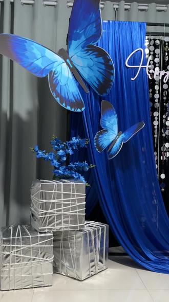 蓝色蝴蝶婚房布置|沉浸式DIY氛围感拉满
#实拍 #装饰品 #婚房布置 #晨袍拍摄 #拍摄背景