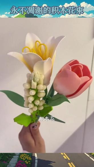 哈喽kitty 悠鹿迪甜梦日记一盆永不枯萎的积木花积木拼装花束DIY