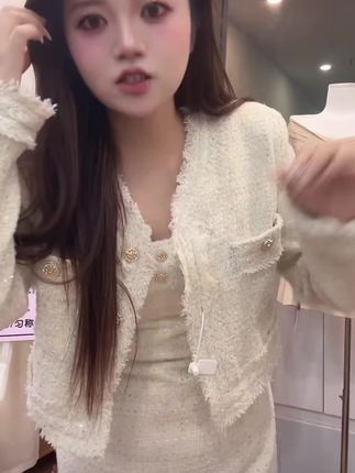 #大码女装 #吊带连衣裙 #小香风外套 #小香风 #胖mm穿搭