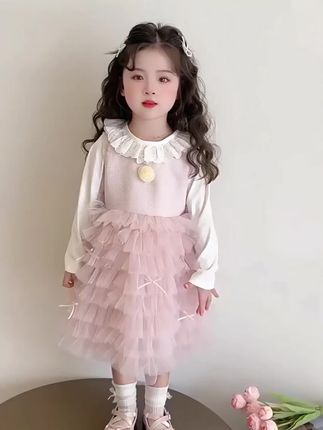 女童连衣裙春季新款2025洋气宝宝蛋糕裙儿童时尚公主裙礼服裙时髦#女童连衣裙 #公主裙 #女童裙子 #儿童公主裙 #儿童裙子