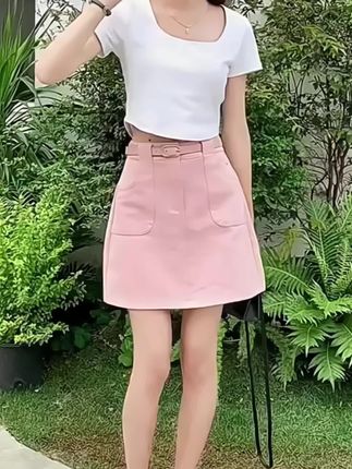 夏季新款小个子辣妹包臀裙美式粉色牛仔短裙女高腰显瘦a字半身裙 #小短裙 #包臀裙 #夏季新款 #半身裙 #短裙 @DOU+小助手