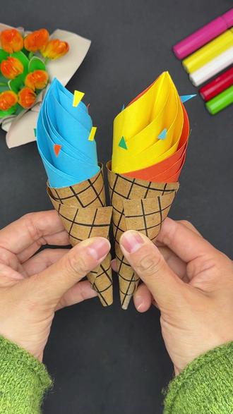 🍦 零卡路里甜筒|折一只不会化的冰淇淋 🍦 折一只不会化的冰淇淋,甜进心里,烦恼归零~手工人的快乐,是零卡路里的甜蜜!✨ #折纸教程 #手工DIY #解压日常 #治愈系手工 #甜筒冰淇淋