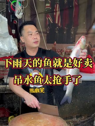 下雨天的鱼就是好卖,吊水鱼太抢手了!#记录摆摊生活#杀鱼技术#吊水鱼#刀工