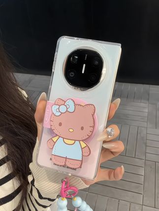 华为折叠屏手机壳 蓝粉渐变晕染皮质kitty猫磁吸支架#华为matex6 #matex6 #华为matex6手机壳 #华为matex5 #matex5