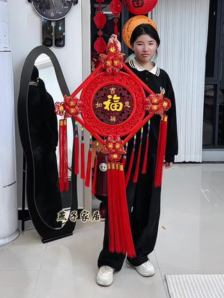 【2025闪耀实心鎏金葫芦】手编桃木中国结客厅 家居福字装饰背景挂件 #福到我家 #桃木中国结#桃木中国结挂件#手工制作 #客厅背景墙
