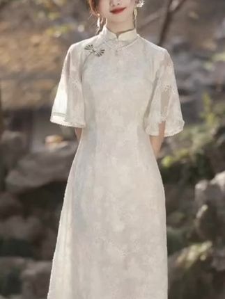 【海棠醉日】2025春款新出炉剪花雪纺绣花气质日常显瘦奥黛时尚旗袍#优雅气质 #改良旗袍穿搭 #高贵优雅 #国风裙古典新中式 #国风古韵