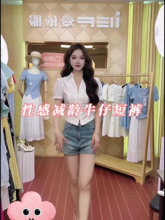 爱依服性感减龄牛仔短裤#给夏天一点颜色看看 #跟着白昼小熊DL摇打开恋夏风 #摆脱路人感的小个子女生穿搭