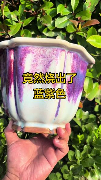 蓝紫色玉石釉 #高温窑变花釉 #盆器之美 #天然窑变之美 #陶瓷艺术花盆 #好看的花盆一定要分享给你们