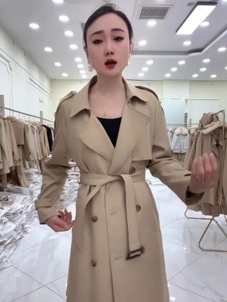 8868款秋季双排扣风衣设计师百搭中长款风衣女外套气质#外套穿搭 #气质风衣穿搭 #女装穿搭