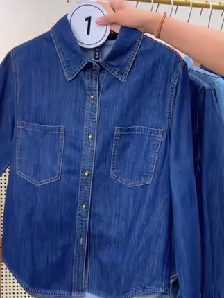 #牛仔衬衫 #正肩上衣 #复古衬衫 #面料柔软舒适 #秋季衬衫