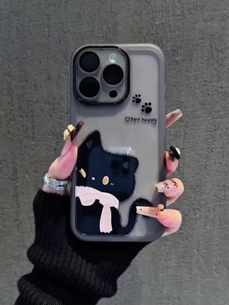 猫爪英文半脸眨眼围巾黑猫金属镜框 防摔#手机壳推荐 #礼物推荐 #时尚专区 #百搭 #爱了爱了