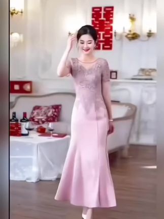 #光头严选#5688婚礼气质喜婆婆礼服裙2025新款#婚宴年轻气质#喜妈妈款晚礼服女!