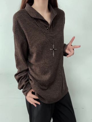 #老钱风 #长袖t恤 #针织衫 #慵懒风穿搭 #今天穿什么