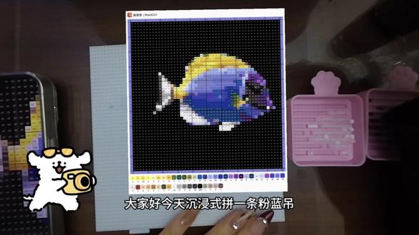 #手工达人 每天都在拼豆豆🙂↔️#拼豆 #粉蓝吊 #海水鱼