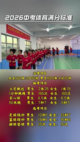 河北中考体育满分标准,各市已陆续公布抽考项目,你达到满分了嘛?#河北中考 #中考体育