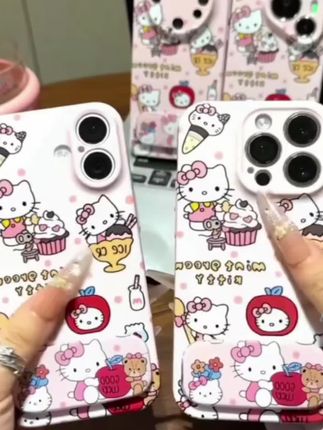 波点雪糕kitty支架适用苹果16promax手机壳华为p70vivo小米15oppo#手机壳 #这也太好看了 #仙女必备 #好物推荐🔥