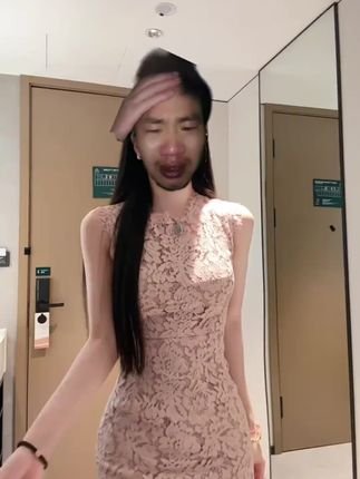 【玫瑰呀玫瑰】优雅到底!裸粉色镂空蕾丝包臀连衣裙无袖修身#视频同款#连衣裙#气质#镂空#显瘦