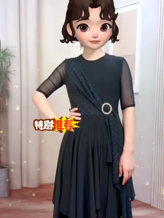 高级感跳广场舞蹈连衣裙2025新款中袖交谊拉丁舞时尚演出练功服装#广场舞舞蹈裙 #舞蹈连衣裙 #交谊舞蹈裙 #演出舞蹈裙 #拉丁舞裙