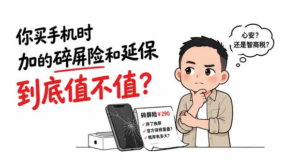 你买手机时加的碎屏险和延保,到底值不值 买手机时被劝着加几百块的碎屏险、延保,听着安心,但真用上的概率有多大?这一期算清这笔账,告诉你哪些该买哪些是智商税。#碎屏险值得买吗 #手机延保是智商税吗 #碎屏险怎么算 #买手机加购套路 #手机保险避坑