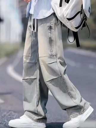 工装牛仔裤男款新款男士春夏美式潮牌休闲直筒裤子#牛仔裤 #工装牛仔裤 #直筒裤