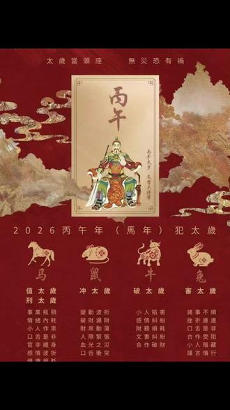 2026年,鼠,马,牛,兔,犯太岁,#弘扬国学经典文化