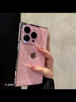 ins绒布豹纹方形适用iPhone17promax手机壳直角自带镜头膜苹果16