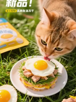 布兰德高纯鱼油冻干主食级夹芯猫草蛋黄美毛超级锁鲜#科学养宠 #萌宠好物