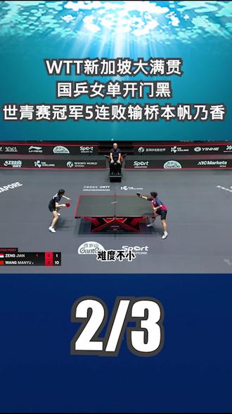 WTT新加坡大满贯:国乒女单开门黑!世青赛冠军5连败输桥本帆乃香2