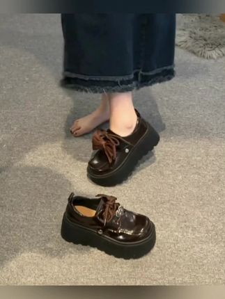 贾不假女士单鞋2025秋季新款复古风时尚小个子增高厚底日系小皮鞋
