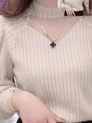 加绒长袖高档蕾丝打底衫女2025秋冬烫钻洋气名媛显瘦百搭保暖上衣#好物推荐🔥 #爆款热卖中 #大数据推荐给有需要的人 #抖音小助手 #蕾丝打底衫