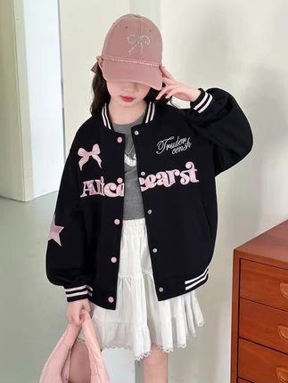 #潮童必备#秋季新品#洋气棒球服外套#儿童百搭款#出游必备单品 女童外套春秋2025新款儿童秋季洋气超好看上衣中大童秋装百搭棒球服潮