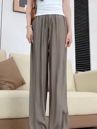 冰丝垂感阔腿裤女夏季薄款抖抖凉凉裤小个子醋酸垂垂窄版山本裤子#显高显瘦显腿长 #面料舒适透气 #百搭裤子 #面料柔软舒适 #强烈推荐