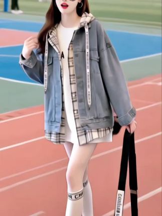 #休闲牛仔外套夹克 #穿出自己的风格 #运动穿搭 #早秋穿搭 #大码胖mm搭配