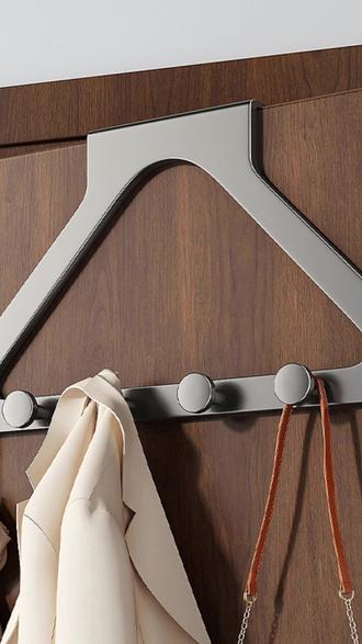 门后挂钩衣服挂架卧室挂衣架壁挂墙上免打孔强力浴室置物收纳神器#家居好物 #收纳神器 #免打孔挂钩 #门后挂架 #实用家居