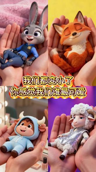 疯狂动物城全员变成小可爱,捧在手心都萌化了,你感觉谁最可爱#疯狂动物城 #朱迪尼克 #可爱到爆炸💥 #没点艺术细胞刷不到 #尼克