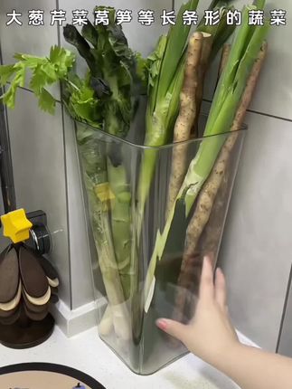 淮山,山药,大葱,莴苣等等长条形的蔬菜终于有专门的收纳桶了,不占空间还不会搞的到处都是泥巴,太好用了#厨房好物 #蔬菜收纳 #蔬菜置物架